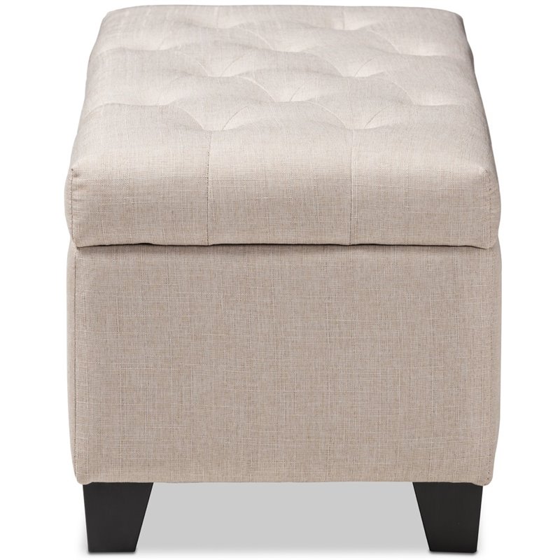 Bowery Hill Upholstered Storage Ottoman Bench in Beige