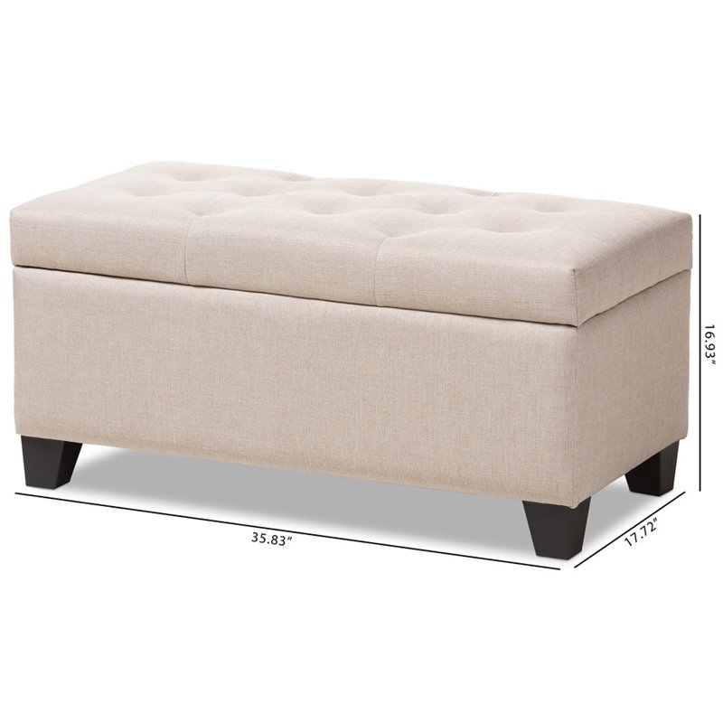 Bowery Hill Upholstered Storage Ottoman Bench in Beige