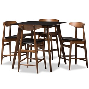 bowery hill 5 piece counter height dining set in black