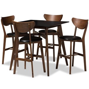 bowery hill 5 piece counter height dining set in black