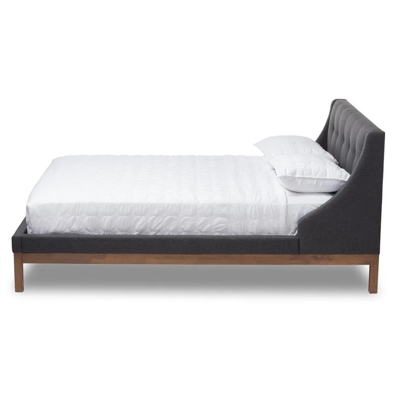 Bowery Hill Modern Fabric Upholstered Full Platform Bed in Dark Gray