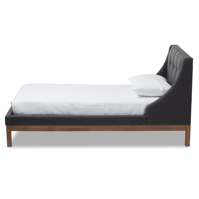 Bowery Hill Upholstered Twin Platform Bed in Dark Grey