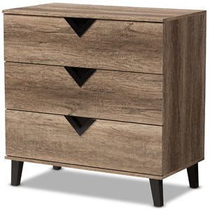 bowery hill 3 drawer contemporary chest in light brown