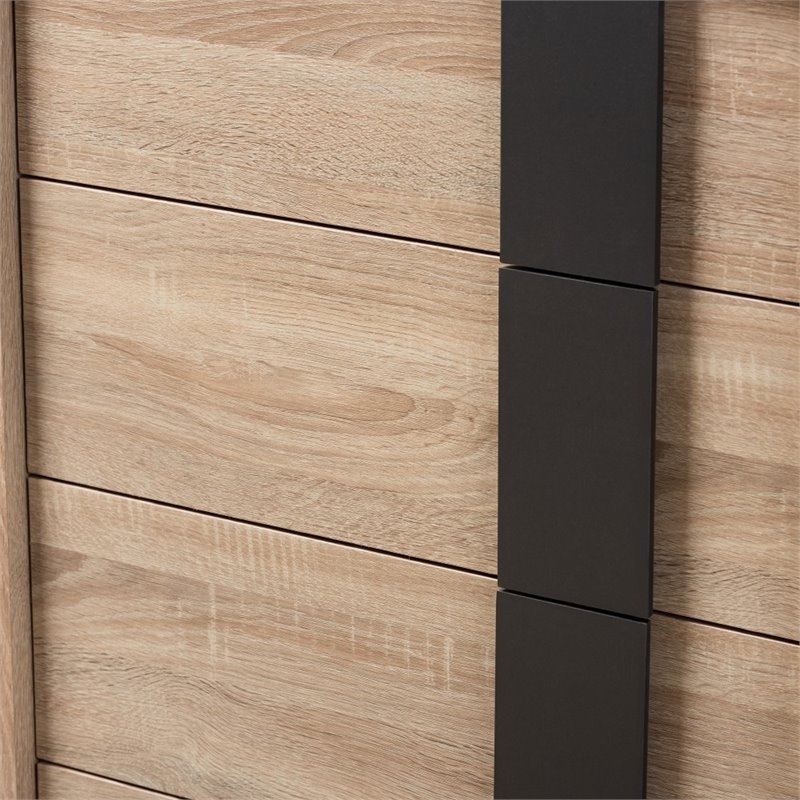 Bowery Hill Modern 5-Drawer Engineered Wood Chest in Light Oak Brown