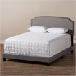 Bowery Hill Nailhead Upholstered Full Bed in Light Grey