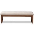 Bowery Hill Tufted Bench in Light Beige and Walnut Brown