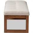 Bowery Hill Tufted Bench in Light Beige and Walnut Brown