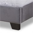 Bowery Hill Velvet Nailhead Upholstered Full Bed in Grey