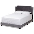 Bowery Hill Velvet Nailhead Upholstered Full Bed in Grey