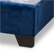 Bowery Hill Modern Upholstered Velvet Nailhead Full Bed in Navy Blue