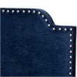 Bowery Hill Velvet Nailhead Upholstered King Bed in Navy