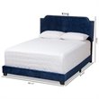 Bowery Hill Velvet Nailhead Upholstered King Bed in Navy