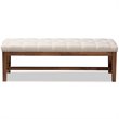 Bowery Hill Tufted Bench in Light Beige and Walnut Brown