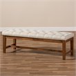 Bowery Hill Tufted Bench in Light Beige and Walnut Brown