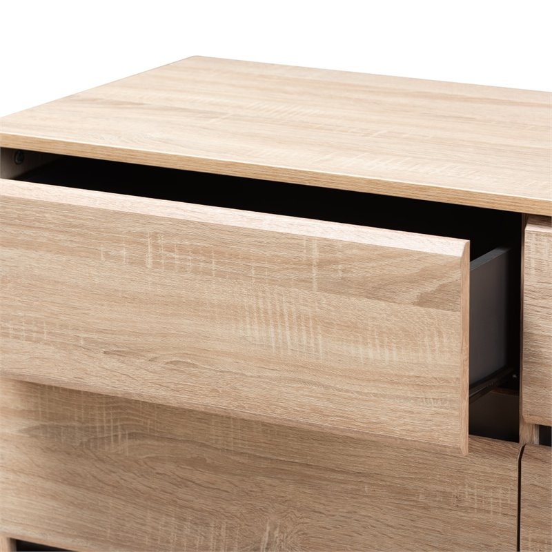 Bowery Hill 6 Drawer Modern Dresser in Light Oak and Dark Grey