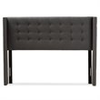 Bowery Hill Fabric King Panel Headboard with Diamond Button-Tufted in Dark Gray