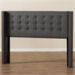 Bowery Hill Fabric King Panel Headboard with Diamond Button-Tufted in Dark Gray