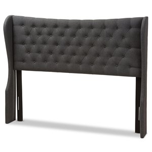 Bowery Hill King Winged Panel Headboard in Dark Gray