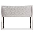 Bowery Hill Queen Winged Panel Headboard in Grayish Beige