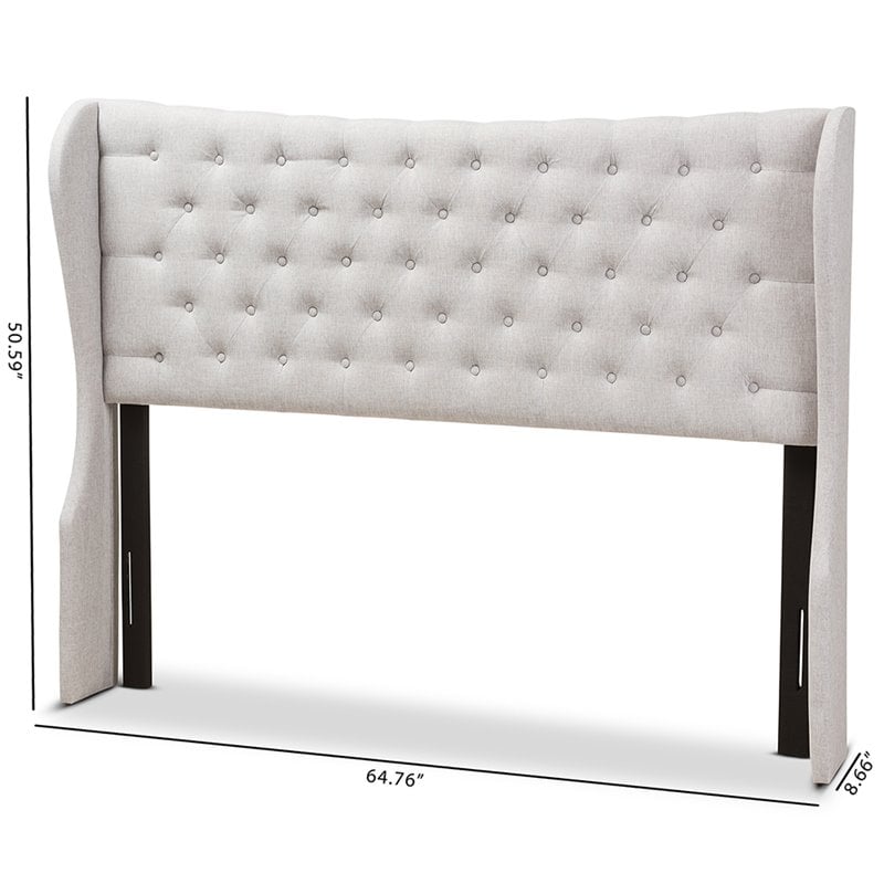 Bowery Hill Queen Winged Panel Headboard in Grayish Beige