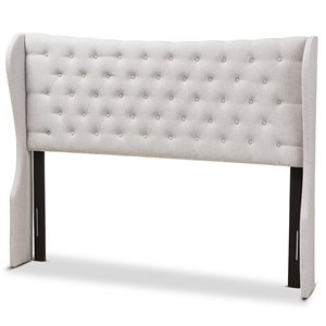 Bowery Hill Queen Winged Panel Headboard in Grayish Beige