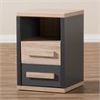Bowery Hill 2 Drawer Nightstand in Gray and Oak Brown