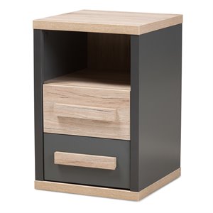 bowery hill 2 drawer nightstand in gray and oak brown
