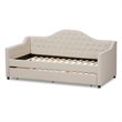 Bowery Hill Fabric Daybed with Trundle in Light Beige