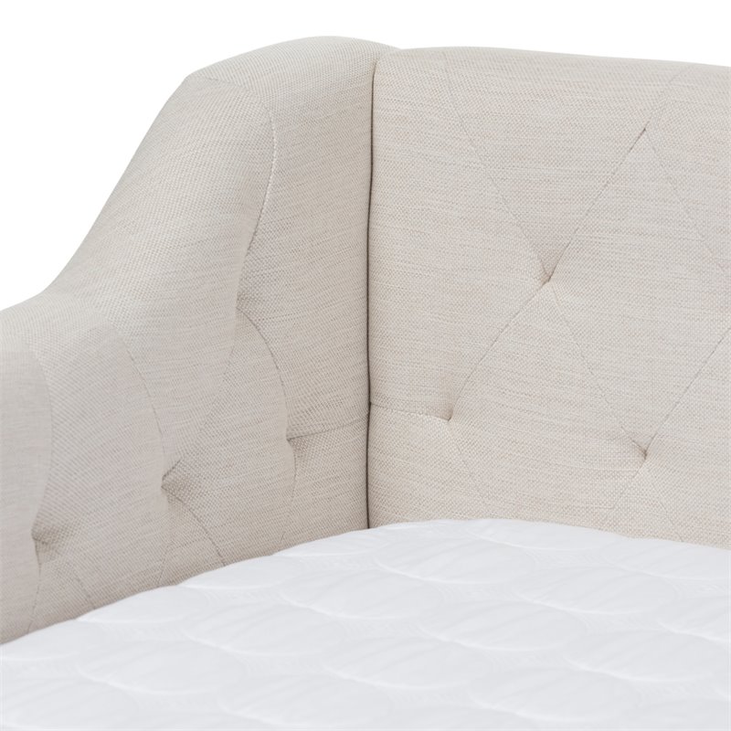 Bowery Hill Fabric Daybed with Trundle in Light Beige