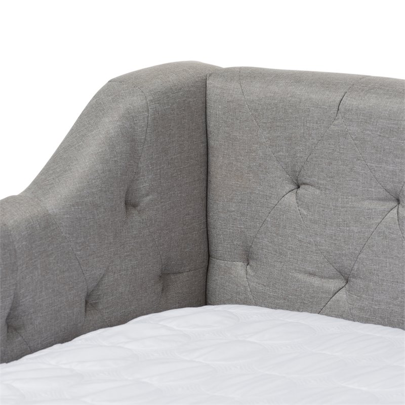 Bowery Hill Fabric Daybed with Trundle in Light Gray