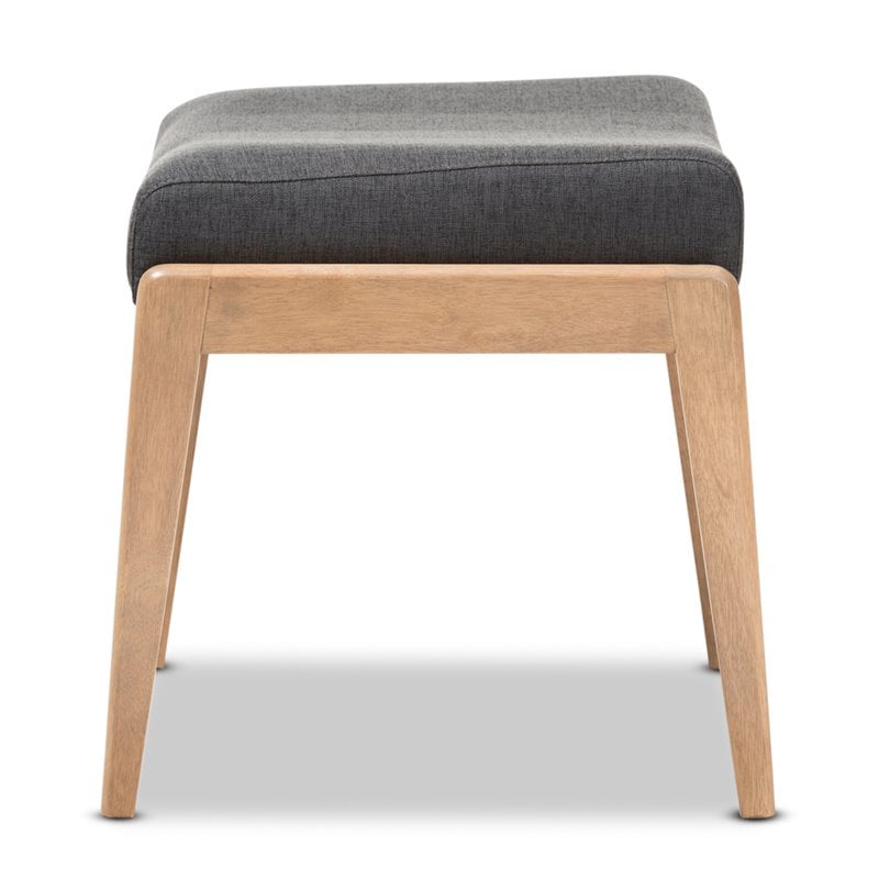 Bowery Hill Contemporary Fabric Ottoman in Dark Gray