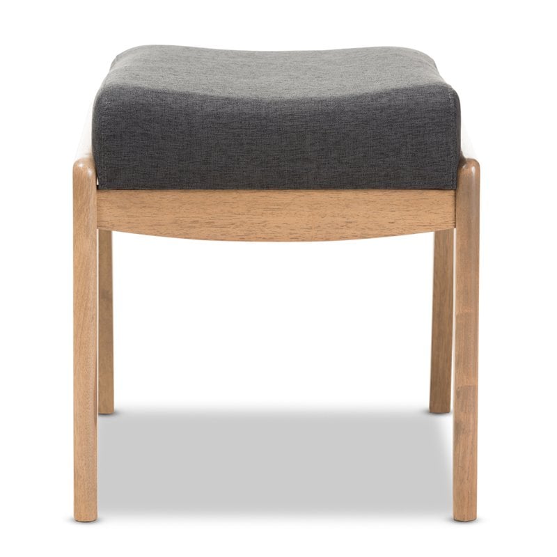 Bowery Hill Contemporary Fabric Ottoman in Dark Gray