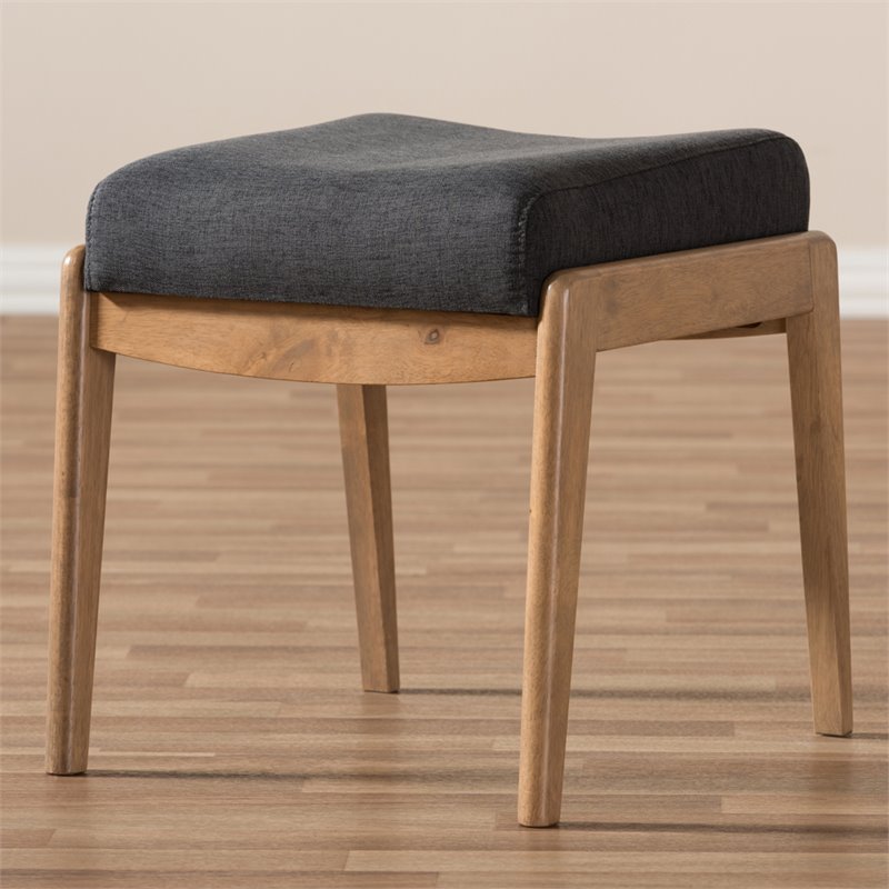 Bowery Hill Contemporary Fabric Ottoman in Dark Gray