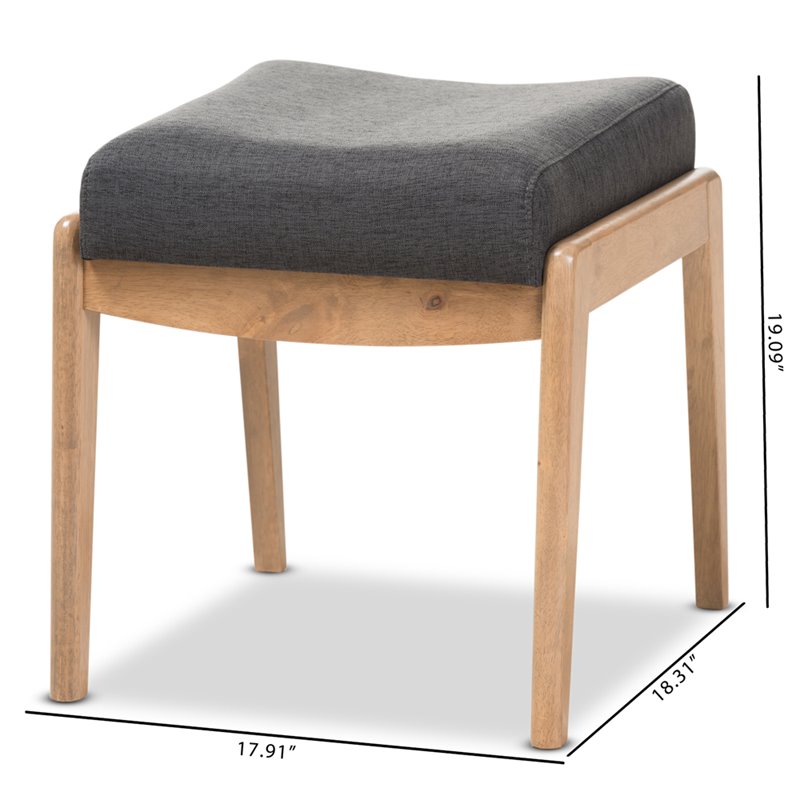 Bowery Hill Contemporary Fabric Ottoman in Dark Gray