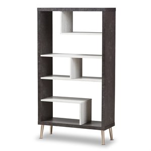 bowery hill contemporary bookcase in brown and gray