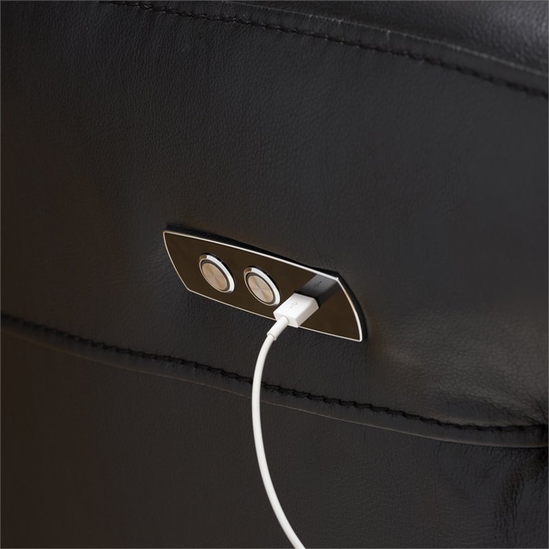 Bowery Hill Modern 5 Piece Leather Reclining Sectional in Black