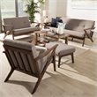 Bowery Hill 4 Piece Tufted Sofa Set in Gray and Walnut Brown