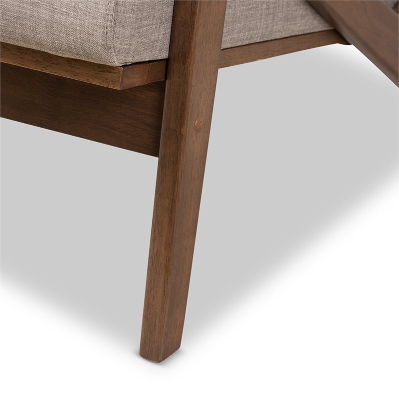 Bowery Hill 4 Piece Tufted Sofa Set in Gray and Walnut Brown