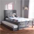 Bowery Hill Modern Twin Spindle Platform Bed with Trundle in Gray