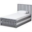 Bowery Hill Modern Twin Spindle Platform Bed with Trundle in Gray