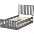 Bowery Hill Modern Twin Spindle Platform Bed with Trundle in Gray