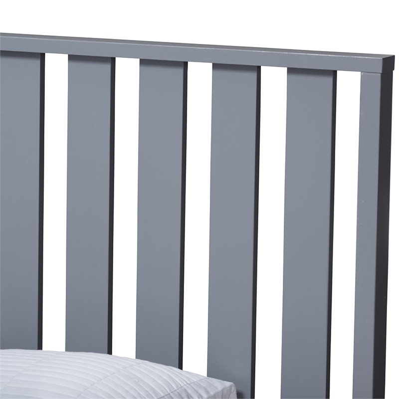 Bowery Hill Modern Twin Spindle Platform Bed with Trundle in Gray