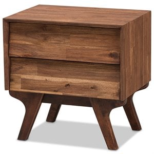 bowery hill 2 drawer nightstand in brown and rain oak