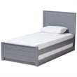 Bowery Hill Modern Twin Platform Panel Bed with Trundle in Gray