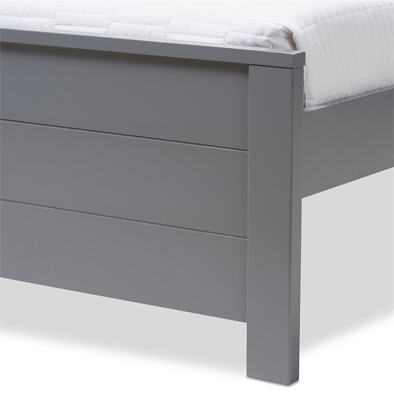 Bowery Hill Modern Twin Platform Panel Bed with Trundle in Gray