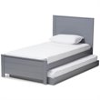 Bowery Hill Modern Twin Platform Panel Bed with Trundle in Gray