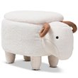 Bowery Hill Contemporary Sheep Wool Storage Ottoman in White