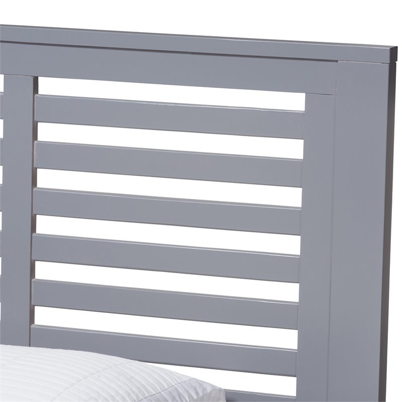 Bowery Hill Modern Twin Slat Platform Bed with Trundle in Gray
