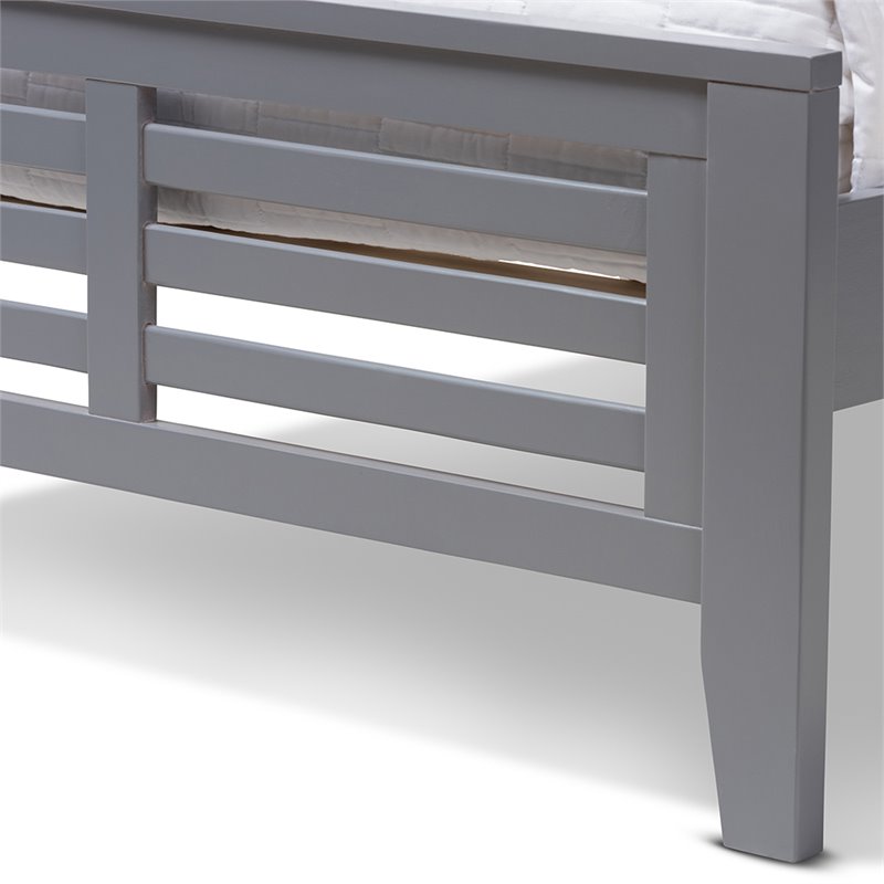 Bowery Hill Modern Twin Slat Platform Bed with Trundle in Gray