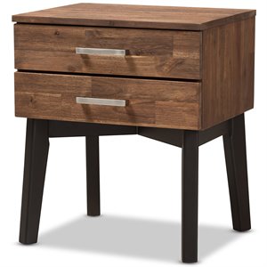 bowery hill 2 drawer nightstand in caramel and dark brown